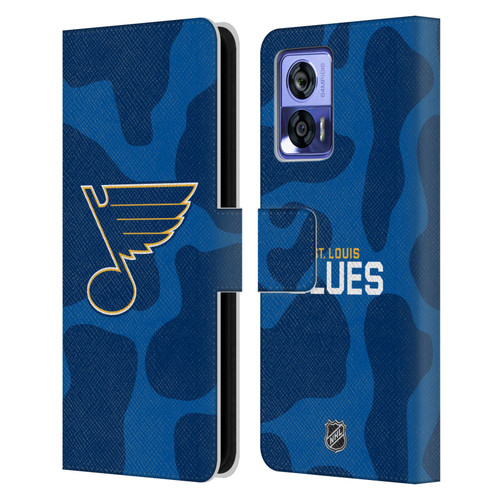 NHL St Louis Blues Cow Pattern Leather Book Wallet Case Cover For Motorola Edge 30 Neo 5G