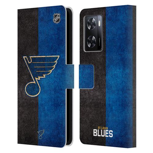 NHL St Louis Blues Half Distressed Leather Book Wallet Case Cover For OPPO A57s