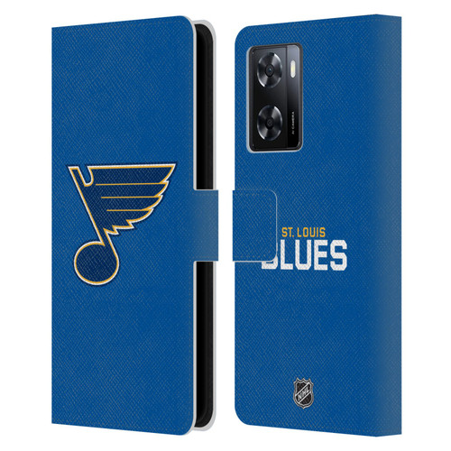 NHL St Louis Blues Plain Leather Book Wallet Case Cover For OPPO A57s