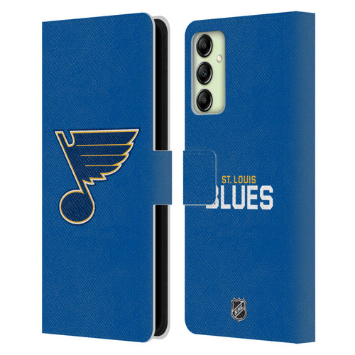 NHL St Louis Blues Plain Leather Book Wallet Case Cover For Samsung Galaxy A14 5G