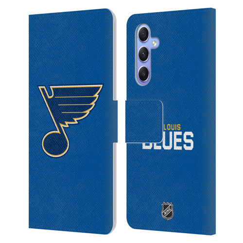 NHL St Louis Blues Plain Leather Book Wallet Case Cover For Samsung Galaxy A34 5G