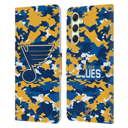 NHL St Louis Blues Camouflage Leather Book Wallet Case Cover For Samsung Galaxy A54 5G