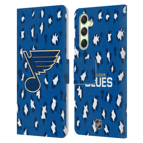 NHL St Louis Blues Leopard Patten Leather Book Wallet Case Cover For Samsung Galaxy A54 5G