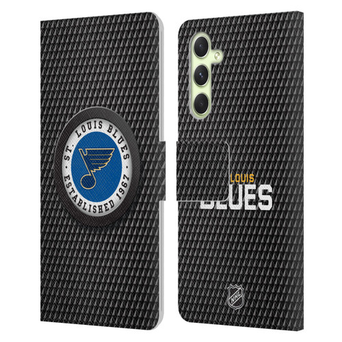 NHL St Louis Blues Puck Texture Leather Book Wallet Case Cover For Samsung Galaxy A54 5G