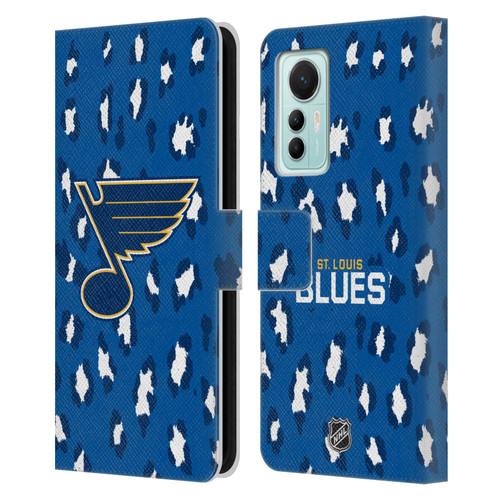 NHL St Louis Blues Leopard Patten Leather Book Wallet Case Cover For Xiaomi 12 Lite