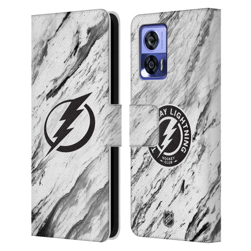 NHL Tampa Bay Lightning Marble Leather Book Wallet Case Cover For Motorola Edge 30 Neo 5G