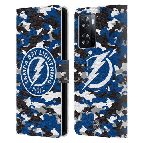 NHL Tampa Bay Lightning Camouflage Leather Book Wallet Case Cover For OPPO A57s