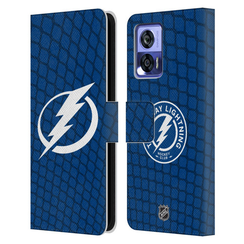 NHL Tampa Bay Lightning Net Pattern Leather Book Wallet Case Cover For Motorola Edge 30 Neo 5G