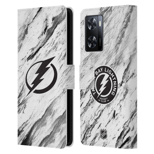 NHL Tampa Bay Lightning Marble Leather Book Wallet Case Cover For OPPO A57s