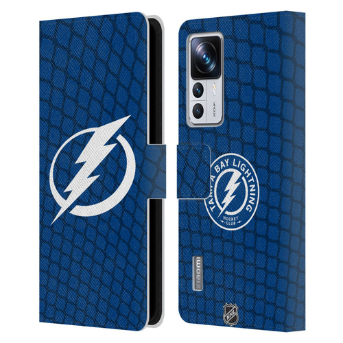 NHL Tampa Bay Lightning Net Pattern Leather Book Wallet Case Cover For Xiaomi 12T Pro