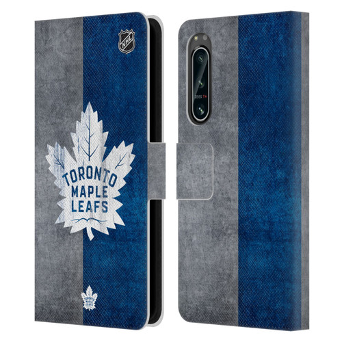 NHL Toronto Maple Leafs Half Distressed Leather Book Wallet Case Cover For Sony Xperia 5 IV