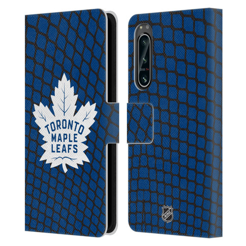 NHL Toronto Maple Leafs Net Pattern Leather Book Wallet Case Cover For Sony Xperia 5 IV