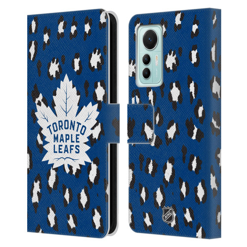 NHL Toronto Maple Leafs Leopard Patten Leather Book Wallet Case Cover For Xiaomi 12 Lite