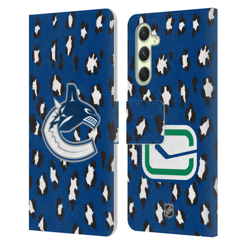 NHL Vancouver Canucks Leopard Patten Leather Book Wallet Case Cover For Samsung Galaxy A54 5G