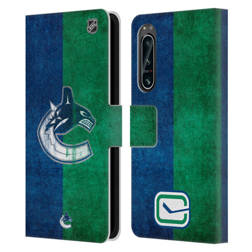 NHL Vancouver Canucks Half Distressed Leather Book Wallet Case Cover For Sony Xperia 5 IV