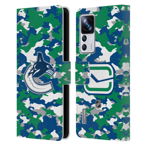 NHL Vancouver Canucks Camouflage Leather Book Wallet Case Cover For Xiaomi 12T Pro