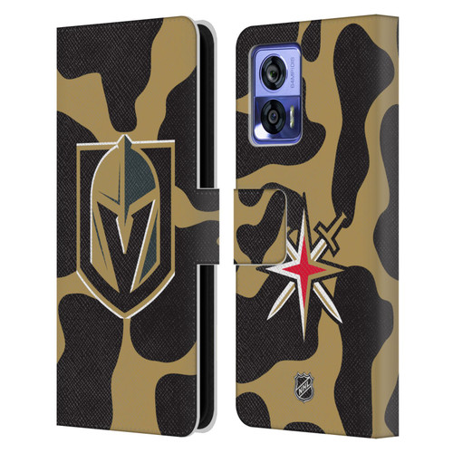 NHL Vegas Golden Knights Cow Pattern Leather Book Wallet Case Cover For Motorola Edge 30 Neo 5G