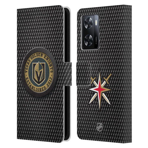 NHL Vegas Golden Knights Puck Texture Leather Book Wallet Case Cover For OPPO A57s