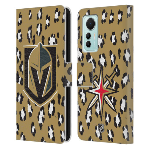NHL Vegas Golden Knights Leopard Patten Leather Book Wallet Case Cover For Xiaomi 12 Lite