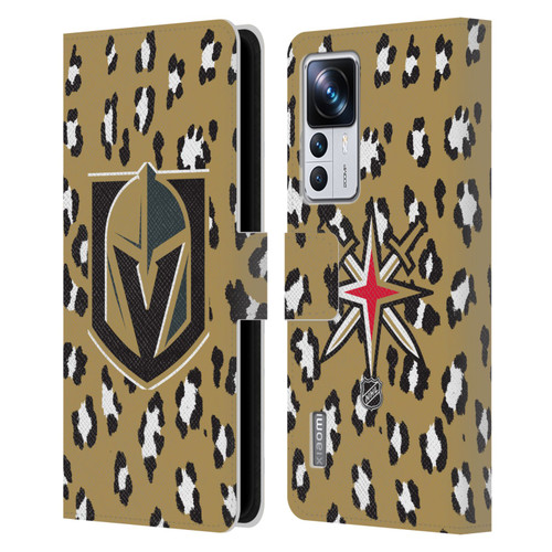 NHL Vegas Golden Knights Leopard Patten Leather Book Wallet Case Cover For Xiaomi 12T Pro