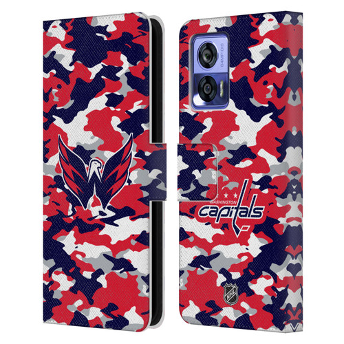 NHL Washington Capitals Camouflage Leather Book Wallet Case Cover For Motorola Edge 30 Neo 5G
