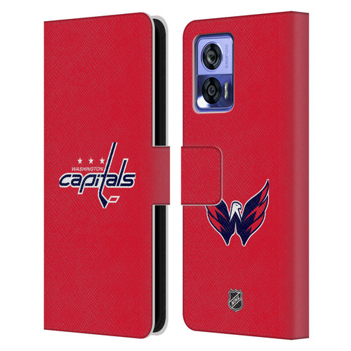 NHL Washington Capitals Plain Leather Book Wallet Case Cover For Motorola Edge 30 Neo 5G