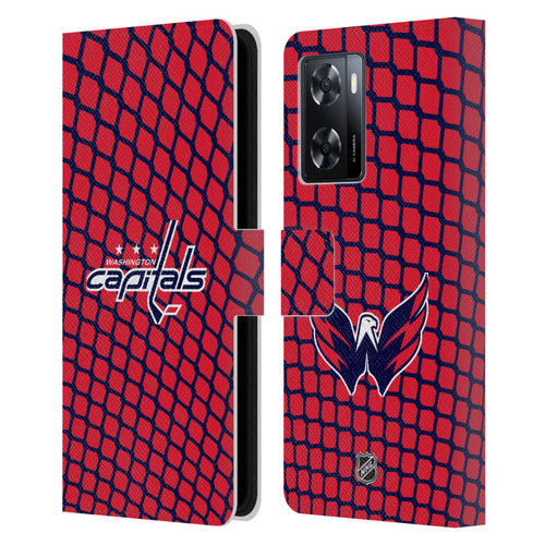 NHL Washington Capitals Net Pattern Leather Book Wallet Case Cover For OPPO A57s