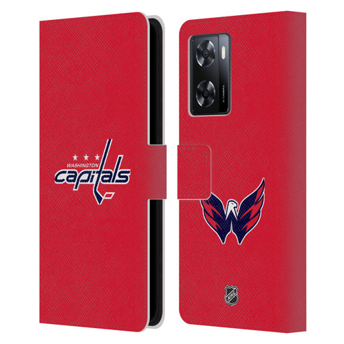 NHL Washington Capitals Plain Leather Book Wallet Case Cover For OPPO A57s