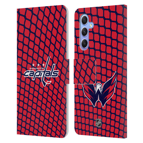 NHL Washington Capitals Net Pattern Leather Book Wallet Case Cover For Samsung Galaxy A34 5G