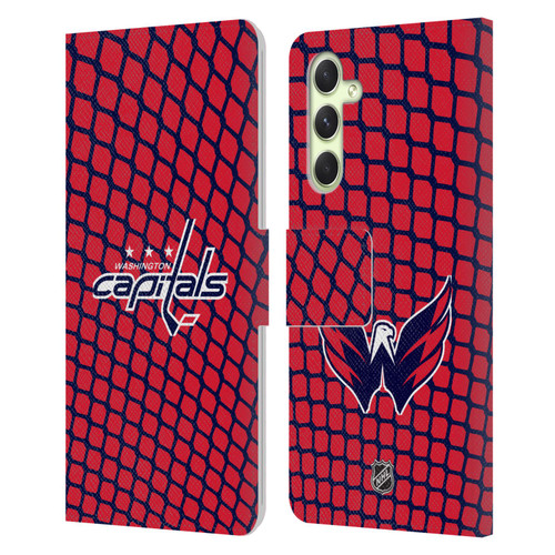 NHL Washington Capitals Net Pattern Leather Book Wallet Case Cover For Samsung Galaxy A54 5G