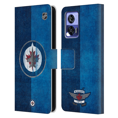 NHL Winnipeg Jets Half Distressed Leather Book Wallet Case Cover For Motorola Edge 30 Neo 5G