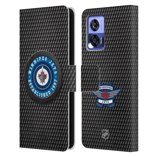 NHL Winnipeg Jets Puck Texture Leather Book Wallet Case Cover For Motorola Edge 30 Neo 5G