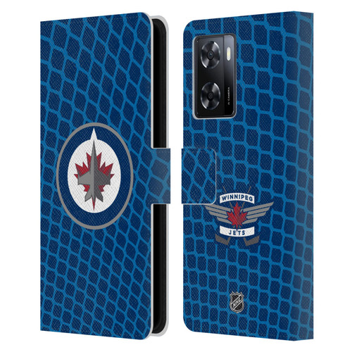 NHL Winnipeg Jets Net Pattern Leather Book Wallet Case Cover For OPPO A57s