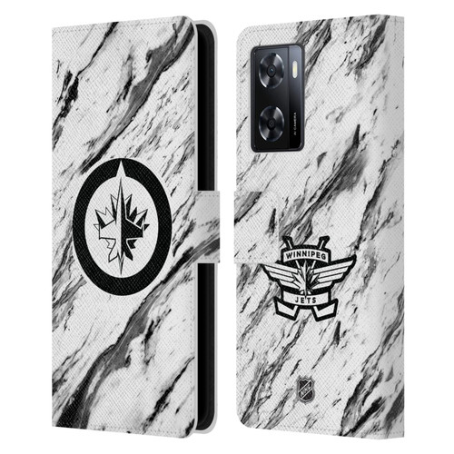 NHL Winnipeg Jets Marble Leather Book Wallet Case Cover For OPPO A57s