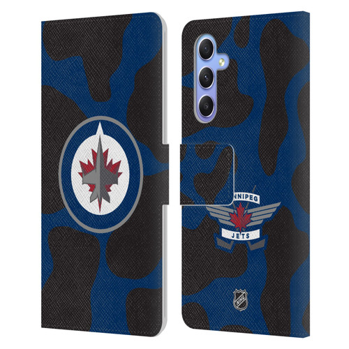 NHL Winnipeg Jets Cow Pattern Leather Book Wallet Case Cover For Samsung Galaxy A34 5G