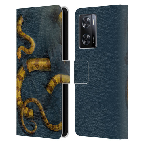 Vincent Hie Animals Snake Leather Book Wallet Case Cover For OPPO A57s