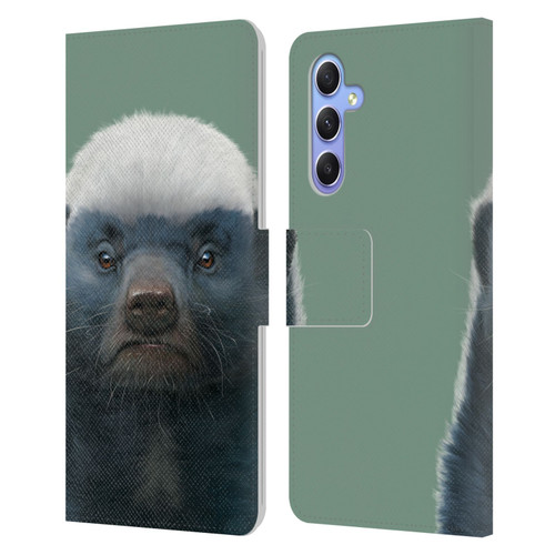 Vincent Hie Animals Honey Badger Leather Book Wallet Case Cover For Samsung Galaxy A34 5G