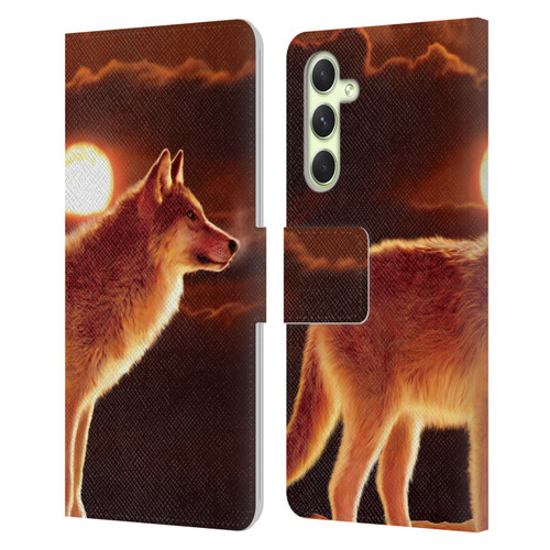 Vincent Hie Animals Sunset Wolf Leather Book Wallet Case Cover For Samsung Galaxy A54 5G