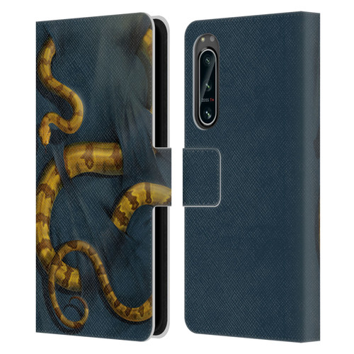 Vincent Hie Animals Snake Leather Book Wallet Case Cover For Sony Xperia 5 IV