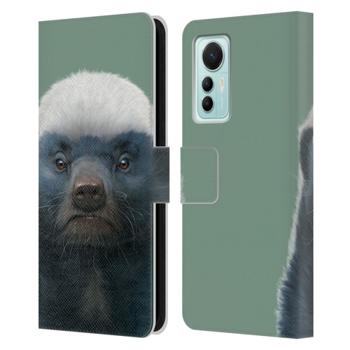 Vincent Hie Animals Honey Badger Leather Book Wallet Case Cover For Xiaomi 12 Lite