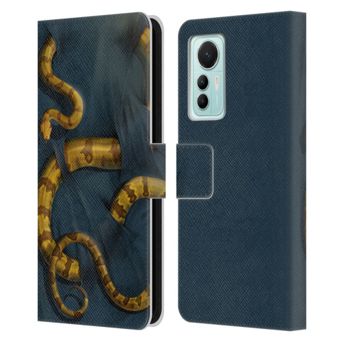 Vincent Hie Animals Snake Leather Book Wallet Case Cover For Xiaomi 12 Lite