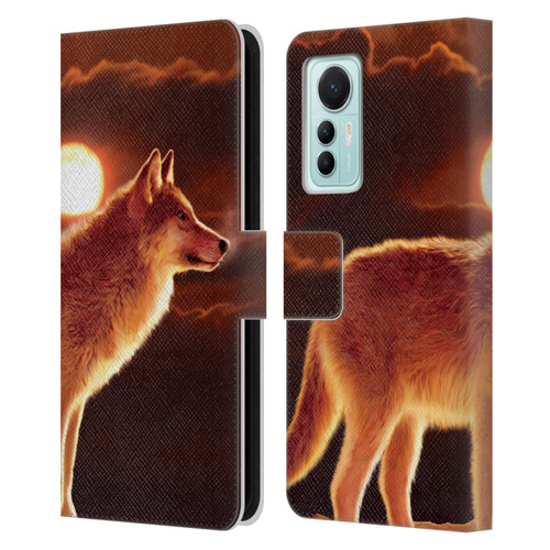 Vincent Hie Animals Sunset Wolf Leather Book Wallet Case Cover For Xiaomi 12 Lite