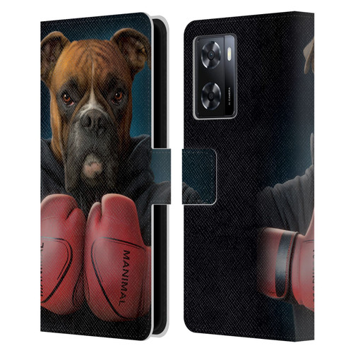 Vincent Hie Canidae Boxer Leather Book Wallet Case Cover For OPPO A57s