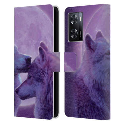 Vincent Hie Canidae Loving Wolves Leather Book Wallet Case Cover For OPPO A57s