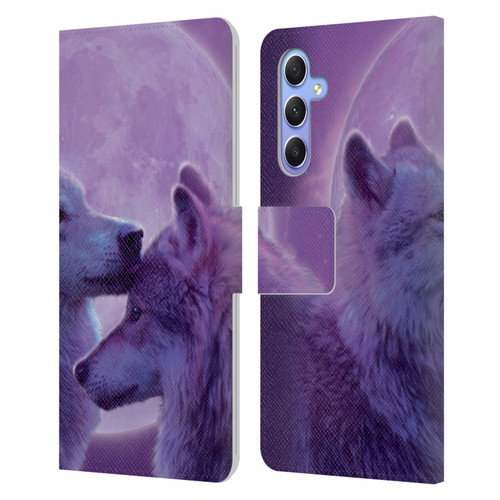 Vincent Hie Canidae Loving Wolves Leather Book Wallet Case Cover For Samsung Galaxy A34 5G