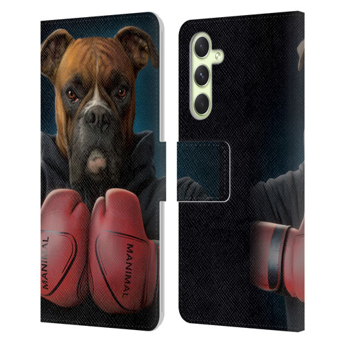 Vincent Hie Canidae Boxer Leather Book Wallet Case Cover For Samsung Galaxy A54 5G