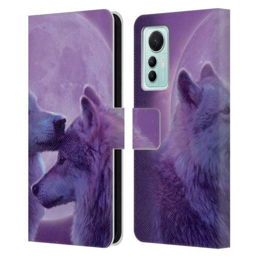Vincent Hie Canidae Loving Wolves Leather Book Wallet Case Cover For Xiaomi 12 Lite
