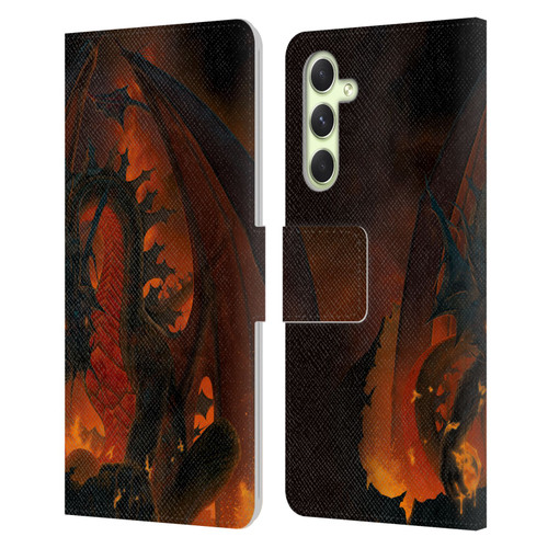 Vincent Hie Dragons 2 Fireball Leather Book Wallet Case Cover For Samsung Galaxy A54 5G