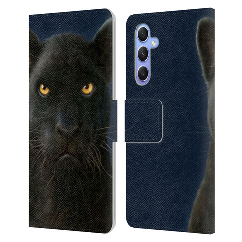 Vincent Hie Felidae Dark Panther Leather Book Wallet Case Cover For Samsung Galaxy A34 5G