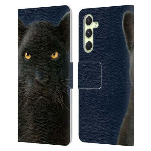 Vincent Hie Felidae Dark Panther Leather Book Wallet Case Cover For Samsung Galaxy A54 5G